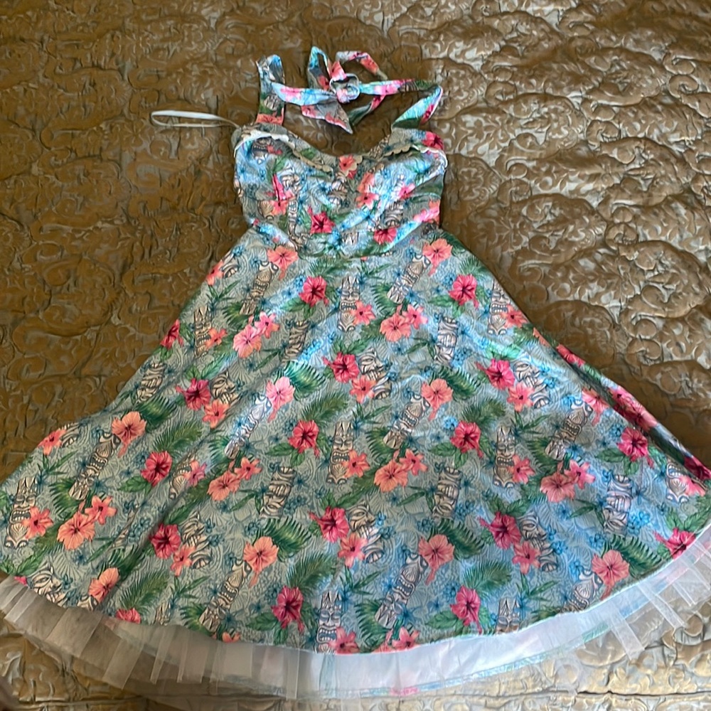 Extra small blue Hawaiian style dress from Hot Topic